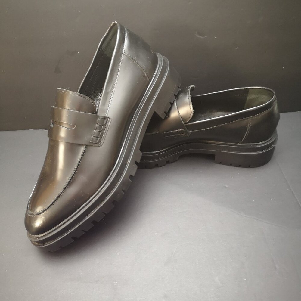 Floyd Men's Size 41 (approximate size 8 US) Black Faux Leather Chunky Loafers